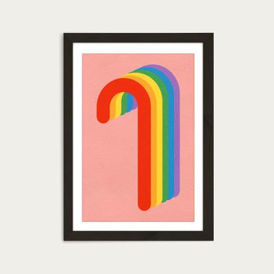 Bombinate.com Rainbow Candy Cane Art Print Black Frame