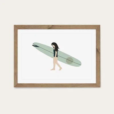 Bombinate.com Aqua Art Print Oak Frame