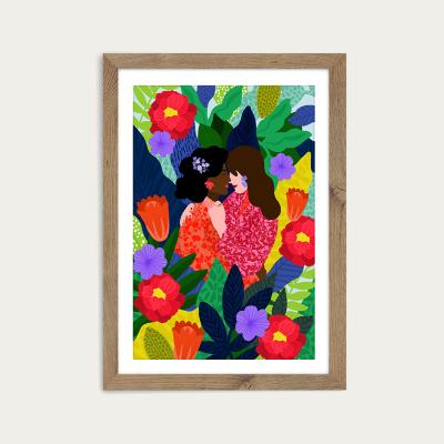 Bombinate.com May Your Love Blossom 1 Art Print Oak Frame