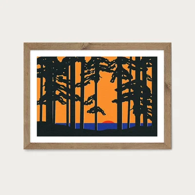 Bombinate.com Baltic Sea Sunrise Art Print Oak Frame