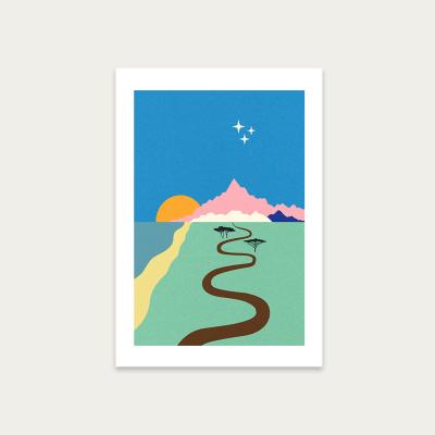 Bombinate.com Ocean Mountains Stars Art Print Unframed