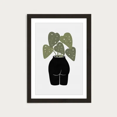 Bombinate.com Butt Tanical Vase Art Print Black Frame
