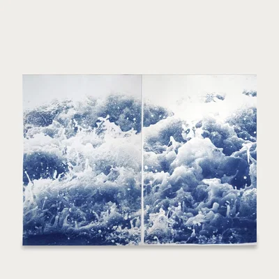 Bombinate.com Tempestuous Tidal in Blue Handmade Cyanotype Art Print