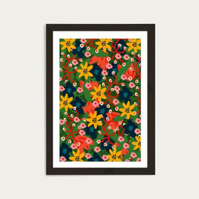 Bombinate.com Jungle Floral Art Print Black Frame