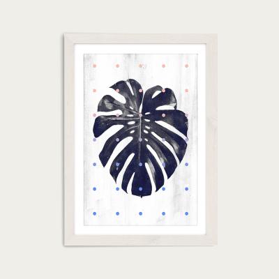 Bombinate.com Monstera and Dots Art Print White Frame