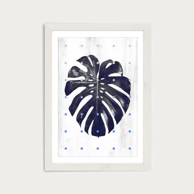 Bombinate.com Monstera and Dots Art Print White Frame