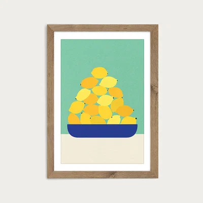 Bombinate.com Sicily Lemons Art Print Oak Frame