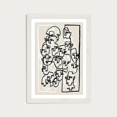 Bombinate.com Face Book III Beige Art Print White Frame