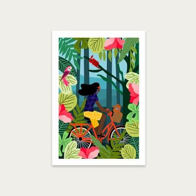 Bombinate.com Girl Bike Art Print Unframed