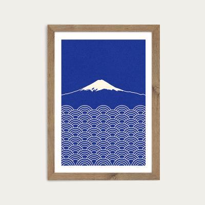 Bombinate.com Waves and Fuji San Art Print Oak Frame