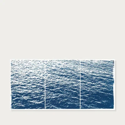 Bombinate.com Bright Seascape in Capri Handmade Cyanotype Art Print