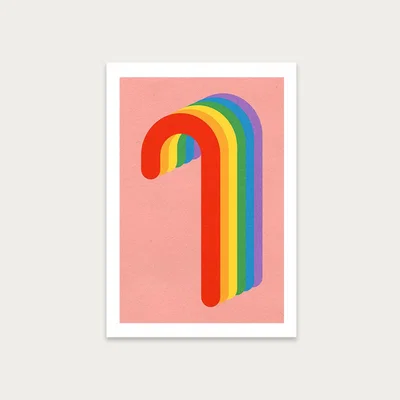 Bombinate.com Rainbow Candy Cane Art Print Unframed
