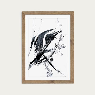 Bombinate.com Ink Meets Paper – Black Art Print Oak Frame