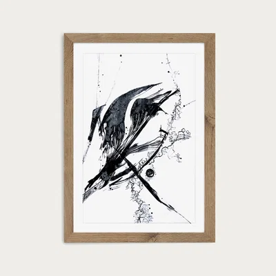Bombinate.com Ink Meets Paper – Black Art Print Oak Frame