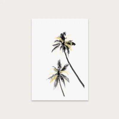 Bombinate.com Palm Tree Black White and Gold 2 Art Print Unframed