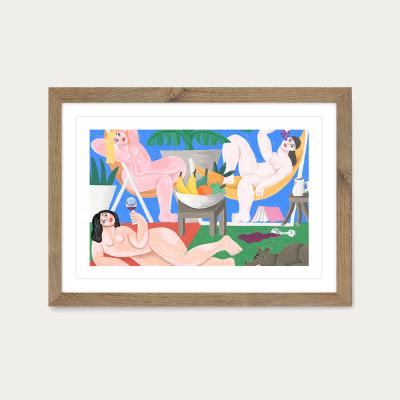 Bombinate.com Le Pique Nique Art Print Oak Frame