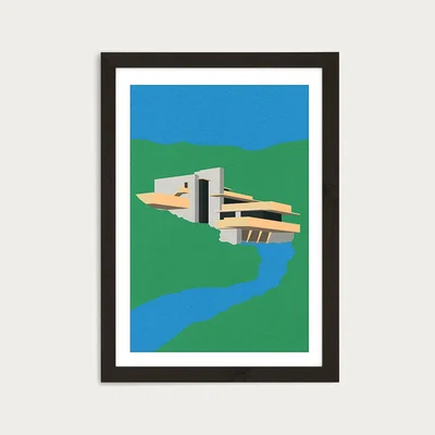 Bombinate.com Frank Loyd Wright Falling Water Art Print Black Frame