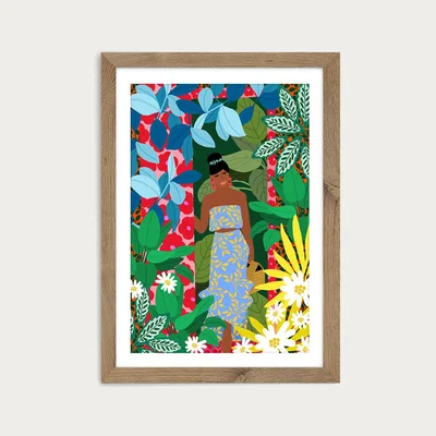 Bombinate.com Girl At The Door Art Print Oak Frame