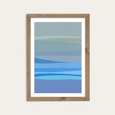 Bombinate.com Blue Abstract I Art Print Oak Frame