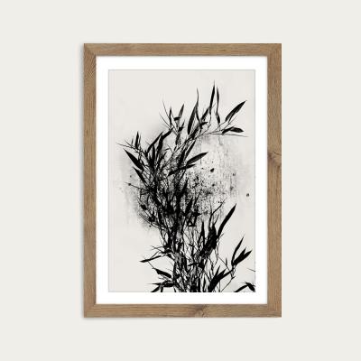 Bombinate.com Black Orchidee Art Print Oak Frame