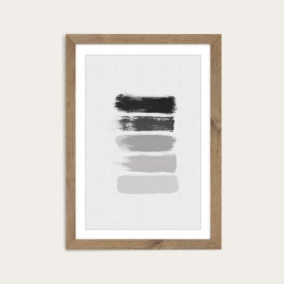 Bombinate.com Black & White Stripes Art Print Oak Frame