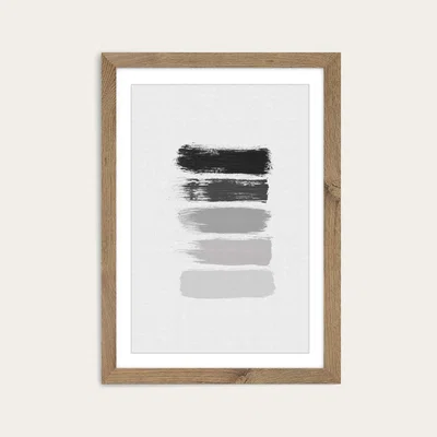 Bombinate.com Black & White Stripes Art Print Oak Frame