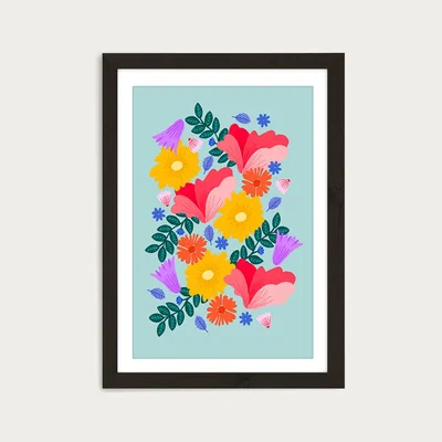 Bombinate.com Patient Flowers Art Print Black Frame