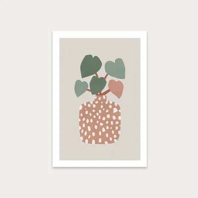Bombinate.com Terrazzo & Heart Plant Art Print Unframed