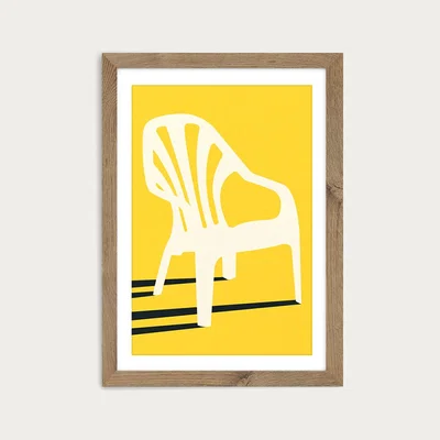 Bombinate.com Monobloc Plastic Chair No VI Art Print Oak Frame