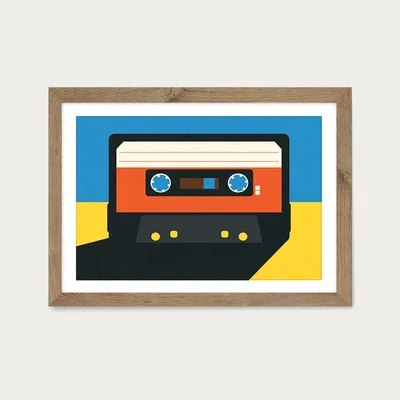 Bombinate.com Black Tape Art Print Oak Frame