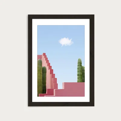Bombinate.com Cactus Meeting Art Print Black Frame
