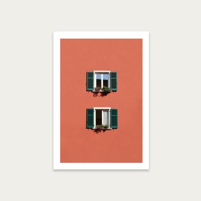 Bombinate.com Red Wall Windows Art Print Unframed