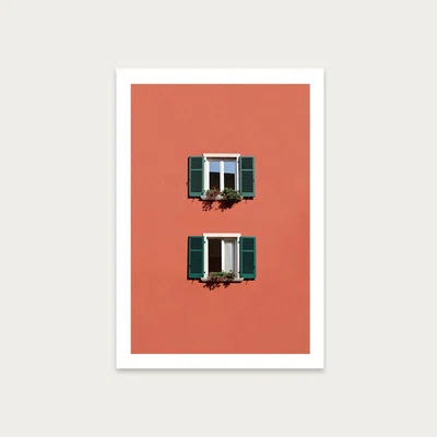 Bombinate.com Red Wall Windows Art Print Unframed