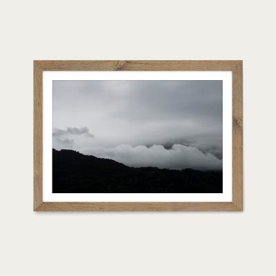 Bombinate.com Black Mountains and White Clouds Art Print Oak Frame