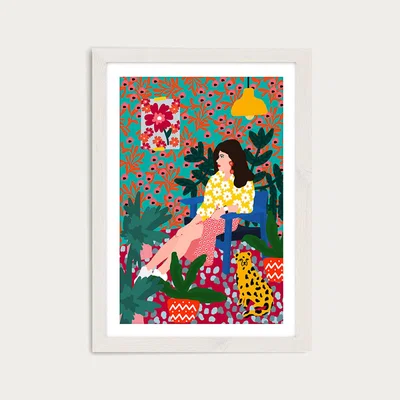 Bombinate.com Waiting Girl Art Print White Frame
