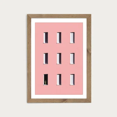 Bombinate.com Sunbathing Cactus Art Print Oak Frame