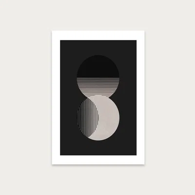 Bombinate.com Circle Sun & Moon BW Art Print Unframed