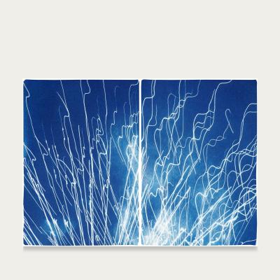 Bombinate.com Firework Lights Handmade Cyanotype Art Print