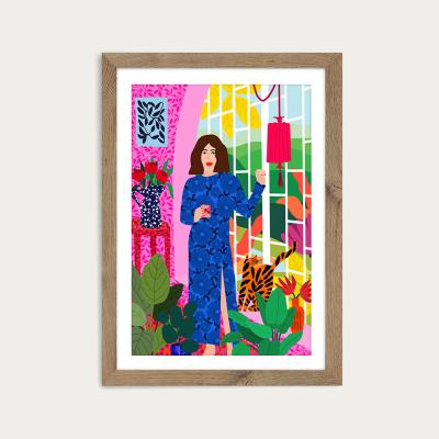 Bombinate.com Getting My Early Morning Tea Art Print Oak Frame