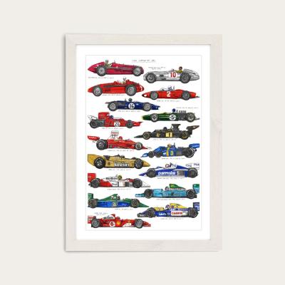Bombinate.com White Frame F1 Cars Art Print