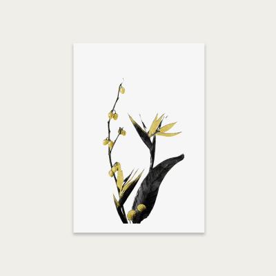 Bombinate.com Flower Minimal Black and Gold 2 Art Print Unframed