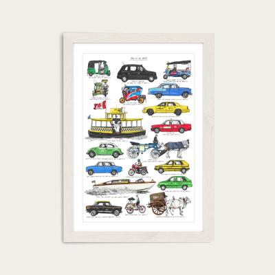 Bombinate.com White Frame Taxis Art Print