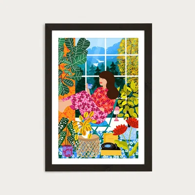 Bombinate.com Listening To The Sound of Nature Art Print Black Frame