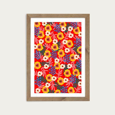Bombinate.com Many Flowers Art Print Oak Frame