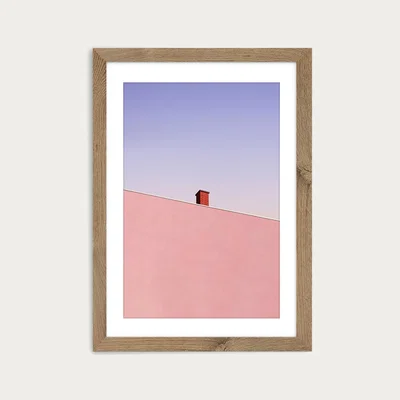 Bombinate.com Sunset Chimney Art Print Oak Frame