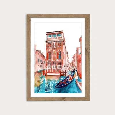 Bombinate.com Venice Art Print Oak Frame