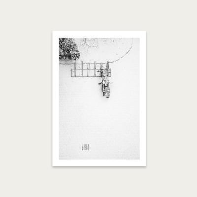 Bombinate.com Winter White Bikes Art Print Unframed