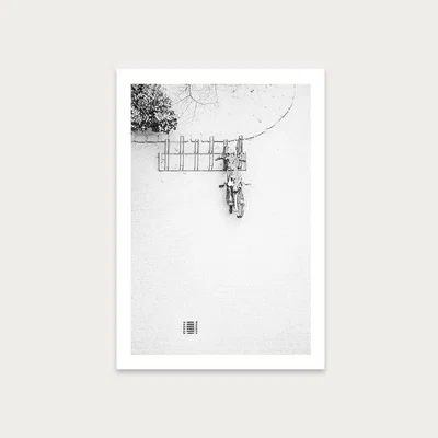 Bombinate.com Winter White Bikes Art Print Unframed