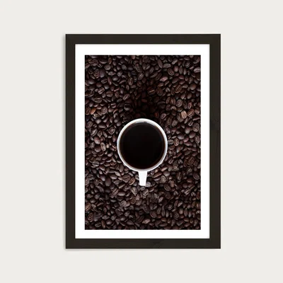 Bombinate.com Black Coffee Please Wake Me Up Art Print Black Frame