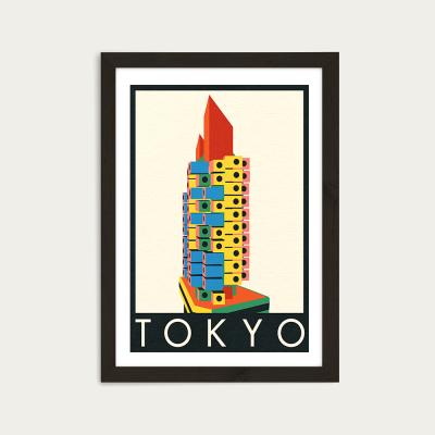 Bombinate.com Tokyo Capsule Tower Art Print Black Frame